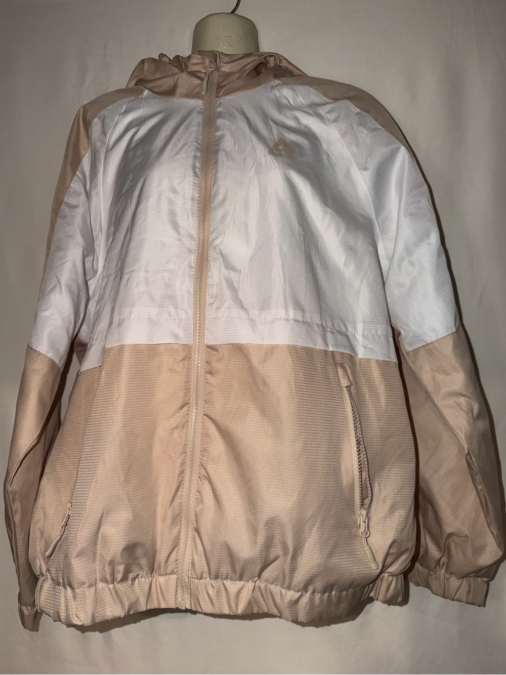 Reebok Two-Tone Hooded Bomber Jacket - White & Beige